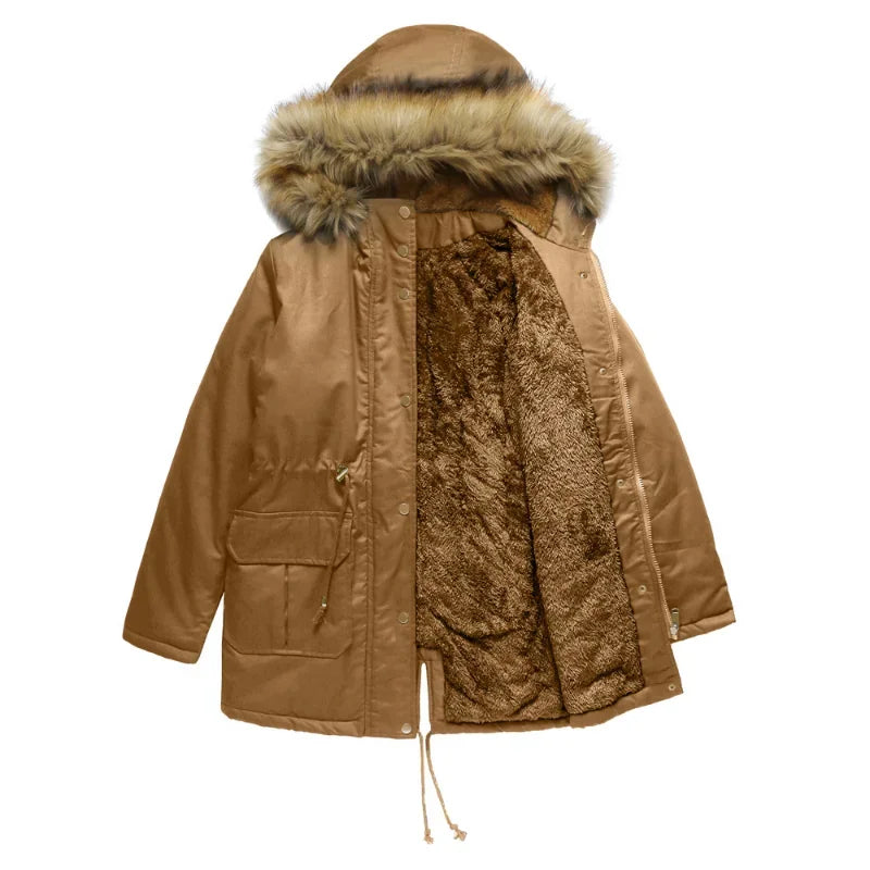 Waterdichte Parka Lange Warmte Kunstbont Jas