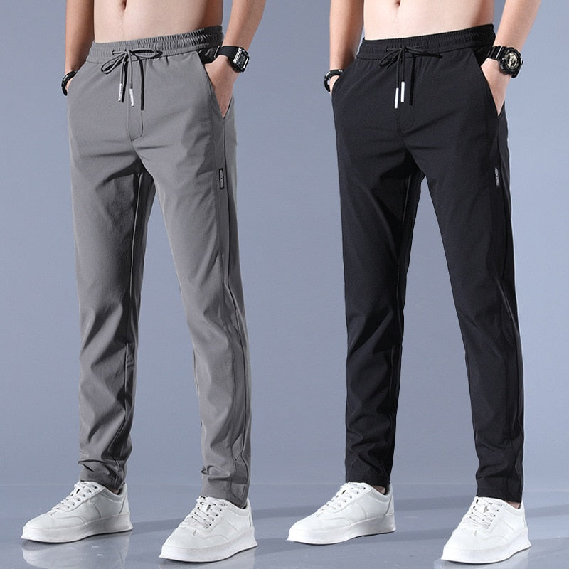 Mannen Chino Broek Comfortabel Zwart Grijze Pantalon