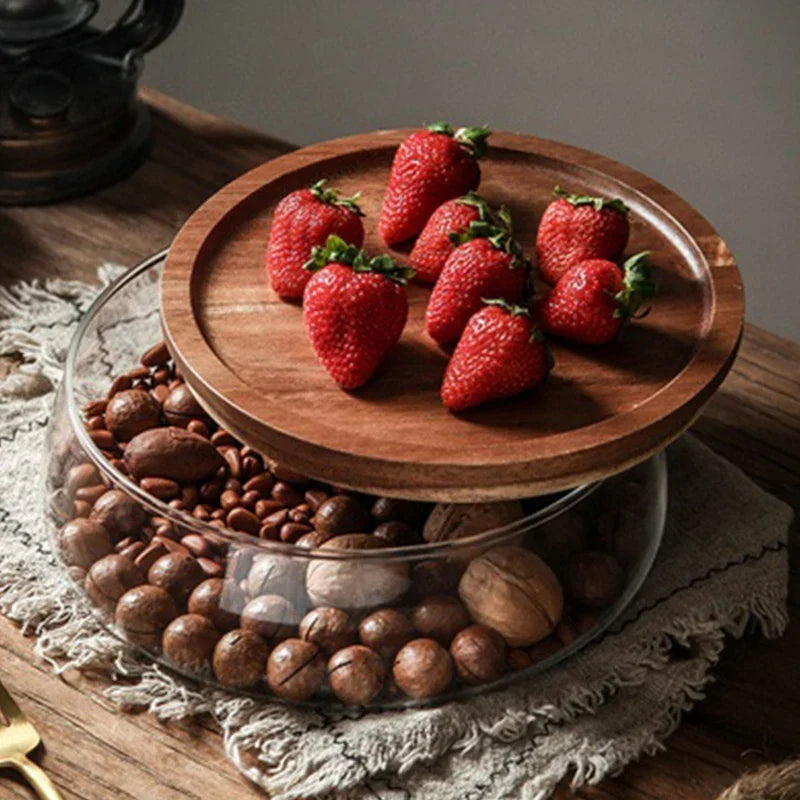 Glazen Voorraadpot met Houten Deksel voor Keuken & Voorraad
