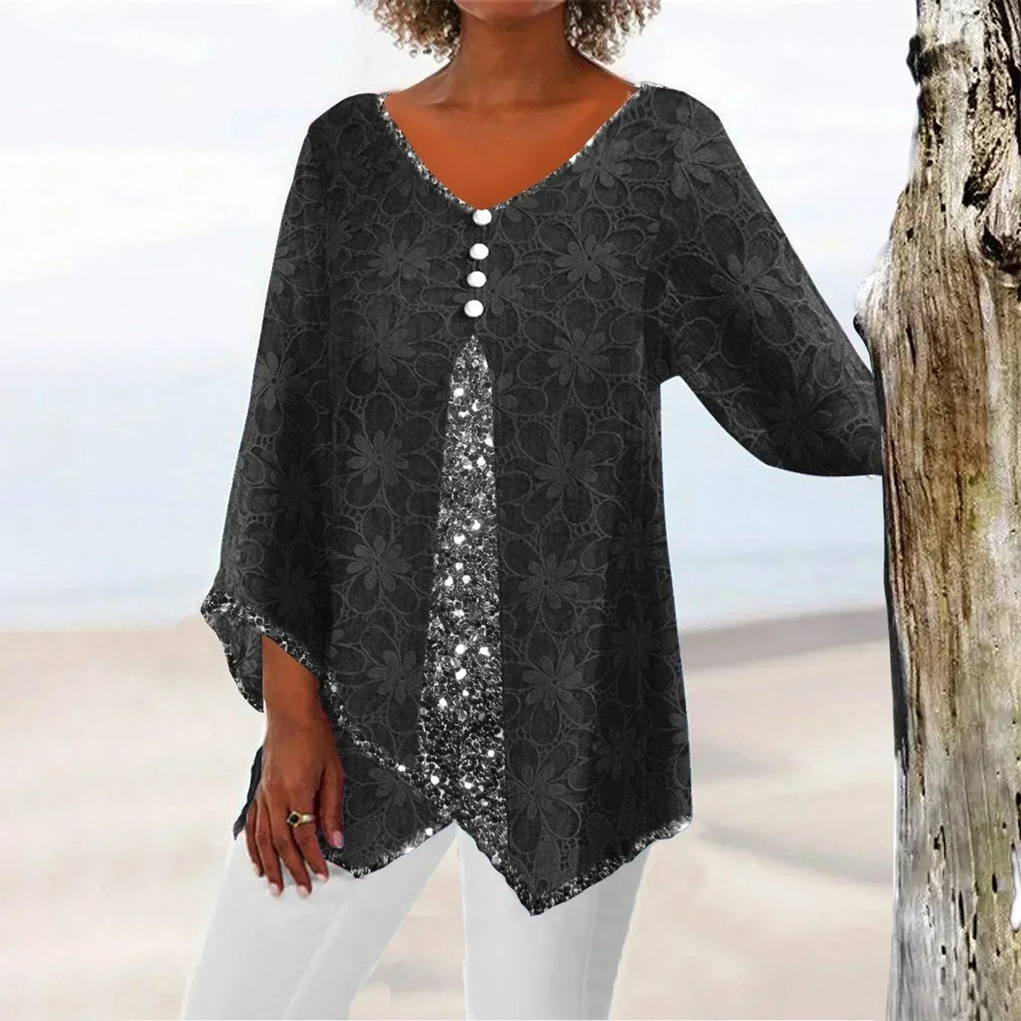 Vest Bloemenprint Oversized Vintage Look Dame