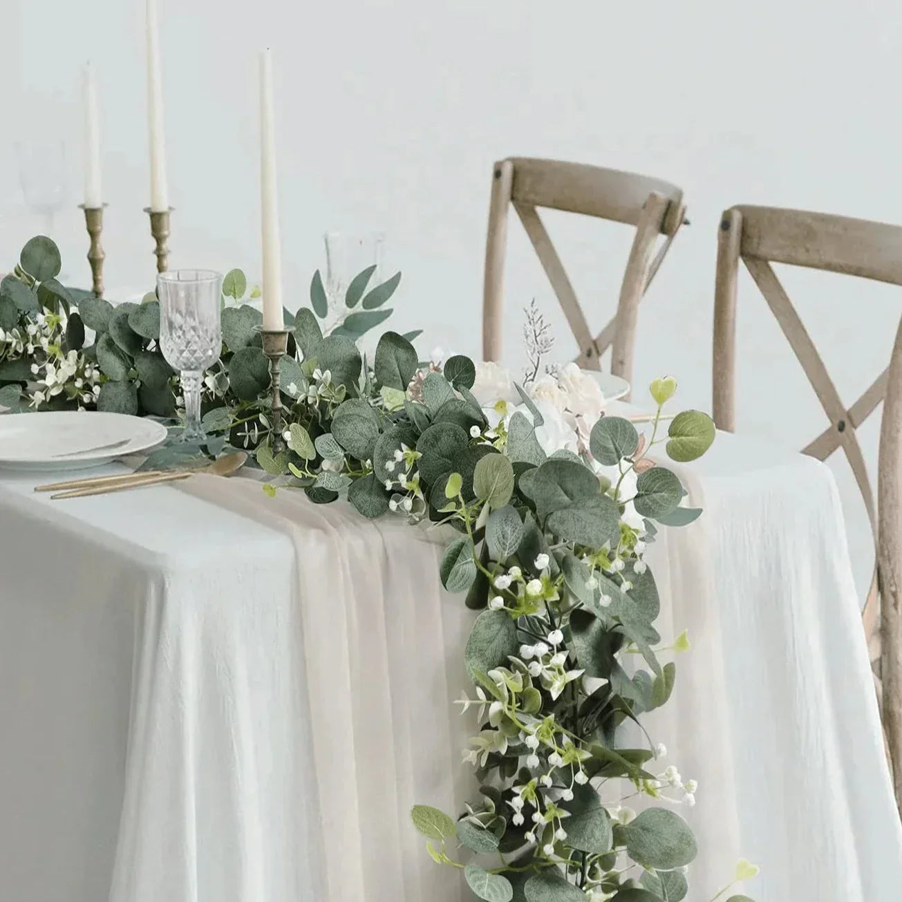 Kunstmatige Eucalyptus Slinger 2-Delige Set | Natuurlijke Groene Decoratie voor Interieur en Feesten | 180cm Lange Zijden Guirlandes
