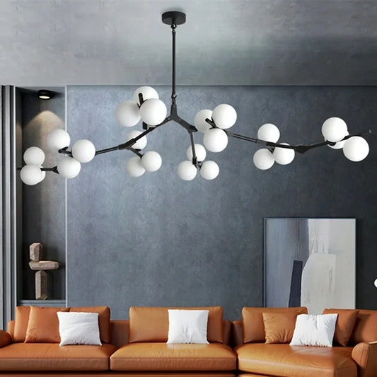 Hanglamp Takkenstructuur Mat Glas Goud Zwart G4 LED Woonkamer Eetkamer Scandinavisch Modern 12 18 24 Bollen