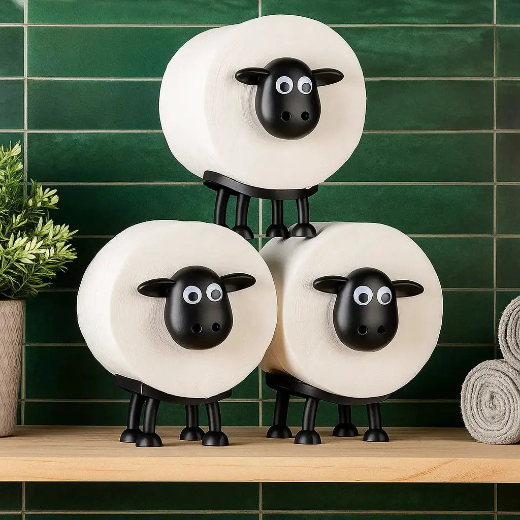 Schaap Toiletpapierhouder 3D-Geprint Vrijstaand Zwart PLA Badkamer WC Decoratief Design