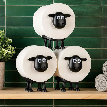 Schaap Toiletpapierhouder 3D-Geprint Vrijstaand Zwart PLA Badkamer WC Decoratief Design