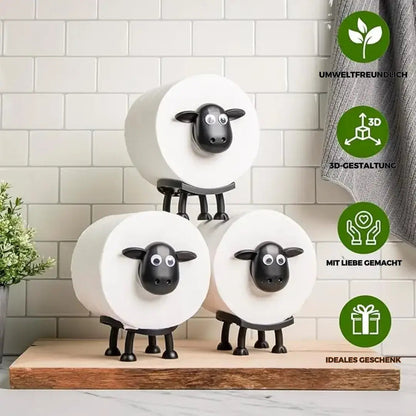 Schaap Toiletpapierhouder 3D-Geprint Vrijstaand Zwart PLA Badkamer WC Decoratief Design