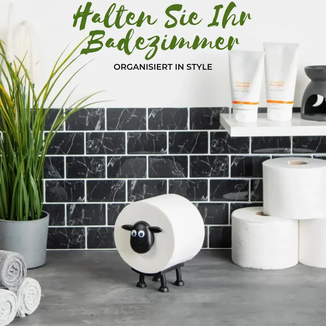 Schaap Toiletpapierhouder 3D-Geprint Vrijstaand Zwart PLA Badkamer WC Decoratief Design