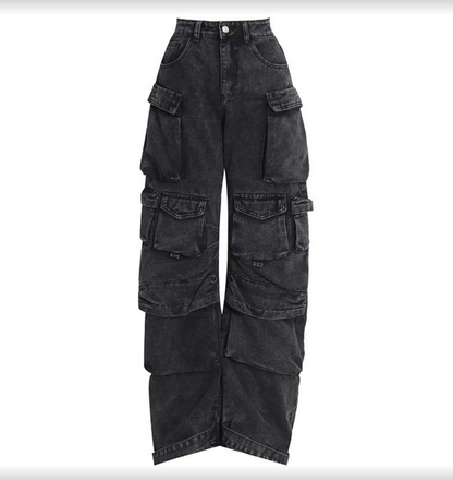 Dames Spijkerbroek Wijd met Zakken Casual Loose Fit - StudioMarella