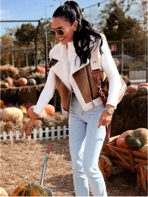 Dames Gilet Shearling Voering Warme Mouwloze Jas