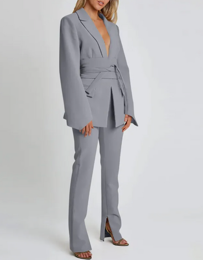 Dames Blazer Lange Mouwen Elegante Ceintuur Stijl