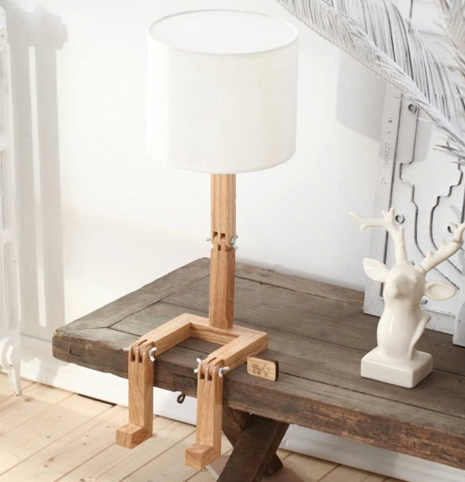 Leeslamp Hout Wit Scandinavisch Met Plank 44cm E27 Nachtkastje Bureau