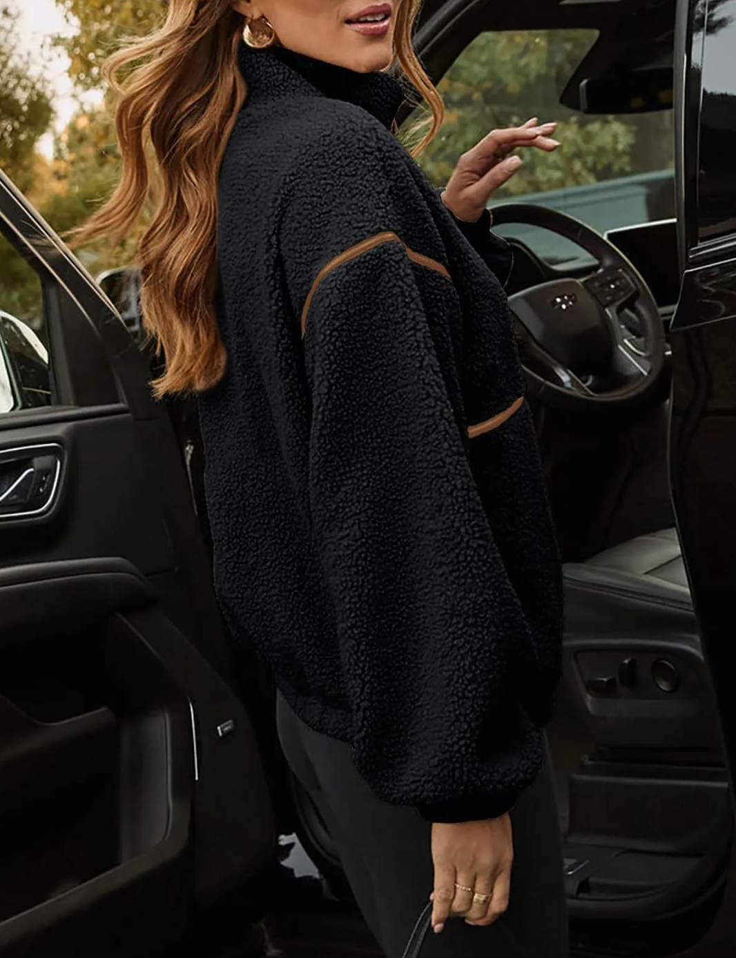 Dames Fleece Jas Warm Teddy Look Met Rits
