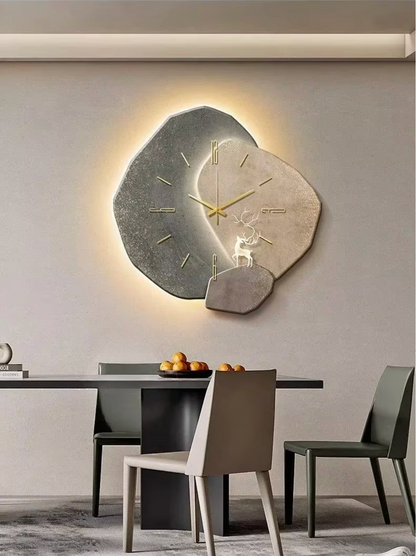 Stille Wandklok Slaapkamer Hout LED Verlichting Quartz Uurwerk Geruisloos