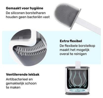 Siliconen Toiletborstel met Houder – Antibacterieel Snel Drogende WC Borstel voor Hygiënische Badkamer