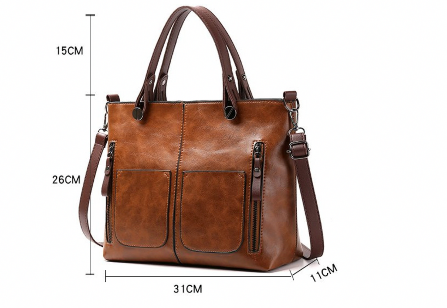 Dames Leren Schoudertas Vintage Look Chique