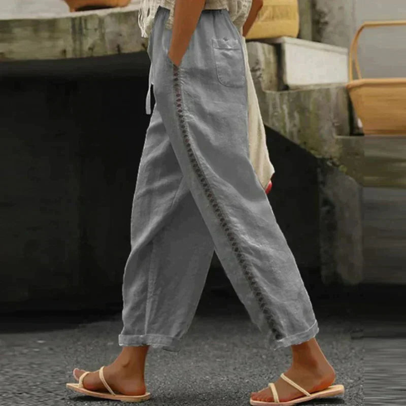 Vrouwelijke Zomerbroek Losse Fit Boho Stijl