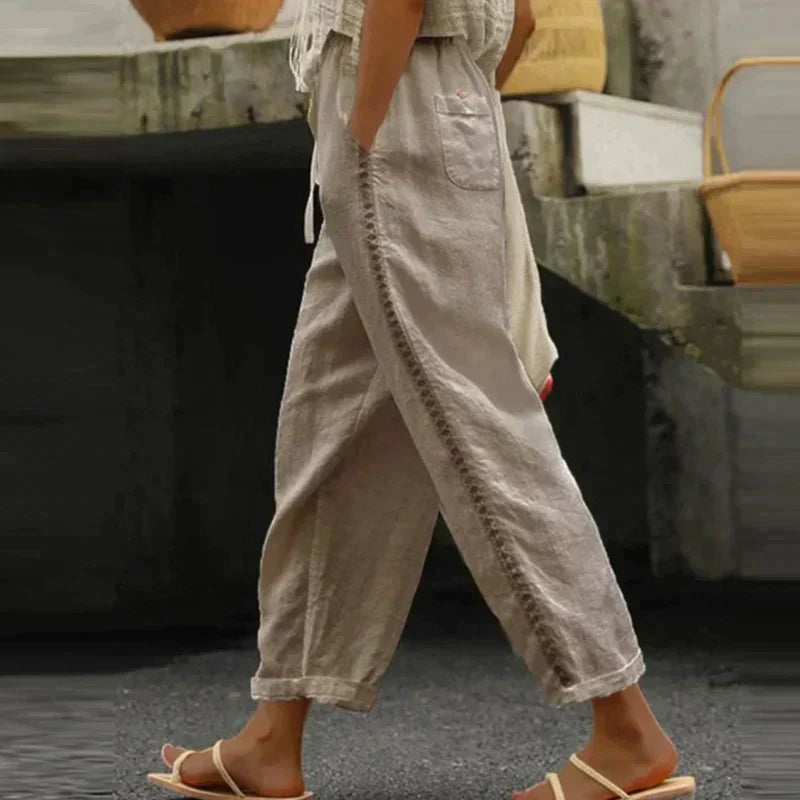 Vrouwelijke Zomerbroek Losse Fit Boho Stijl