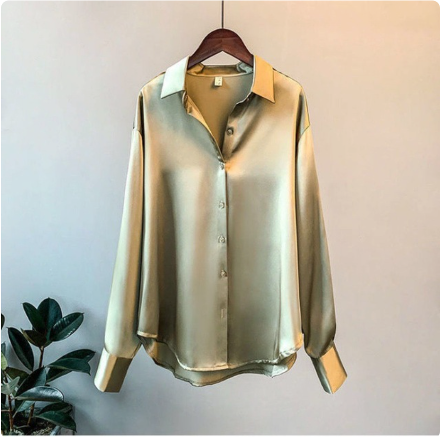 Dames Satijnen Blouse Comfortabele Pasvorm