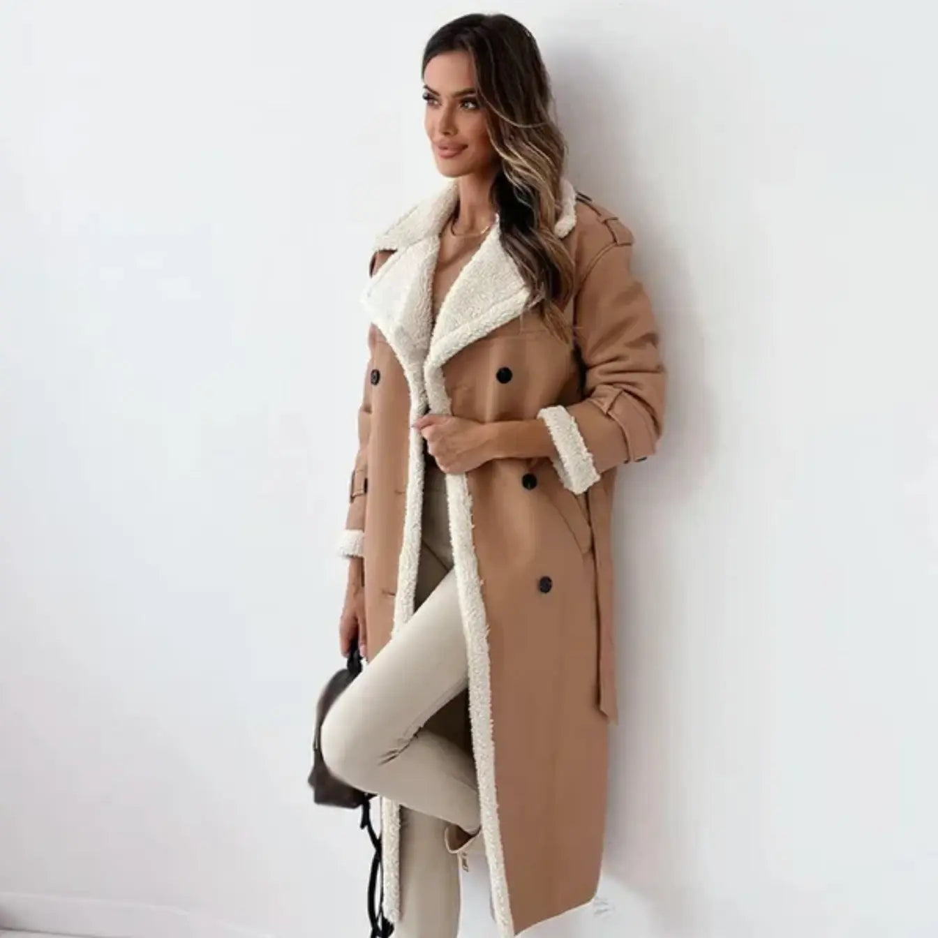 Fleece Jas Lange Teddykraag Warm en Stijlvol