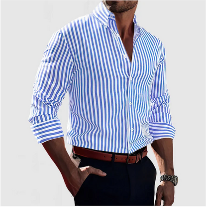 Heren Overhemd Lange Mouwen Gestreept Button-down Stijl