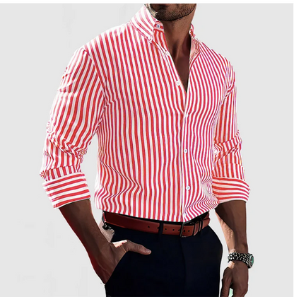 Heren Overhemd Lange Mouwen Gestreept Button-down Stijl