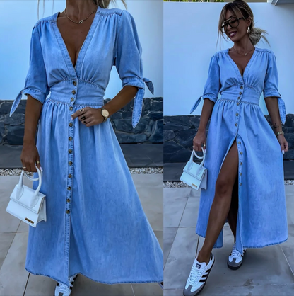Modieuze Blauwe Denim Broek voor Vrouw