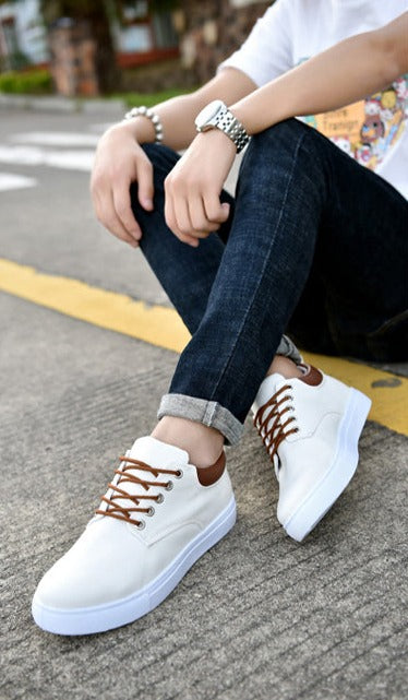 Heren Sneakers Leren Casual Schoenen Zwart Stijlvol