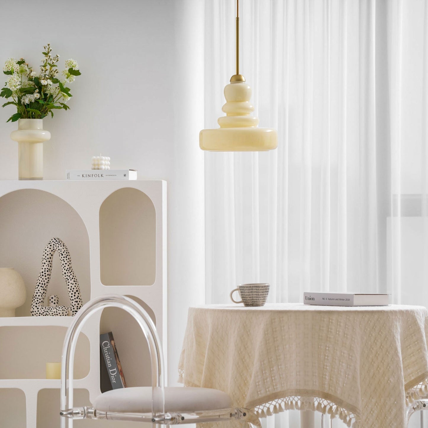 Glazen Hanglamp Industrieel Design Amber & Beige Schoolhouse E26/E27 Fitting Ø30cm voor Woonkamer Keuken Eetkamer