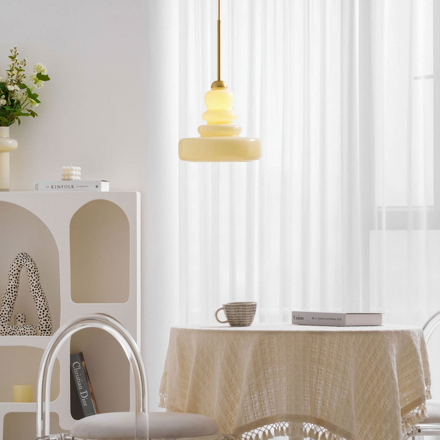 Glazen Hanglamp Industrieel Design Amber & Beige Schoolhouse E26/E27 Fitting Ø30cm voor Woonkamer Keuken Eetkamer
