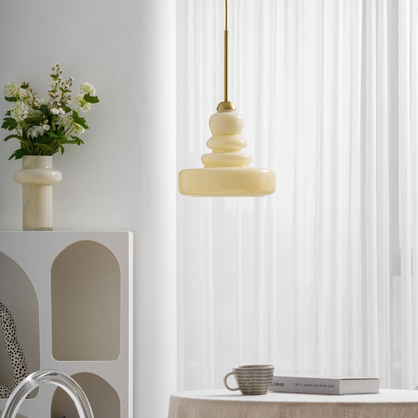 Glazen Hanglamp Industrieel Design Amber & Beige Schoolhouse E26/E27 Fitting Ø30cm voor Woonkamer Keuken Eetkamer