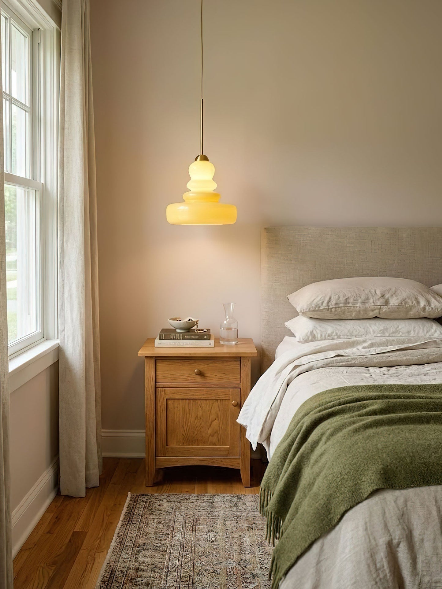 Glazen Hanglamp Industrieel Design Amber & Beige Schoolhouse E26/E27 Fitting Ø30cm voor Woonkamer Keuken Eetkamer