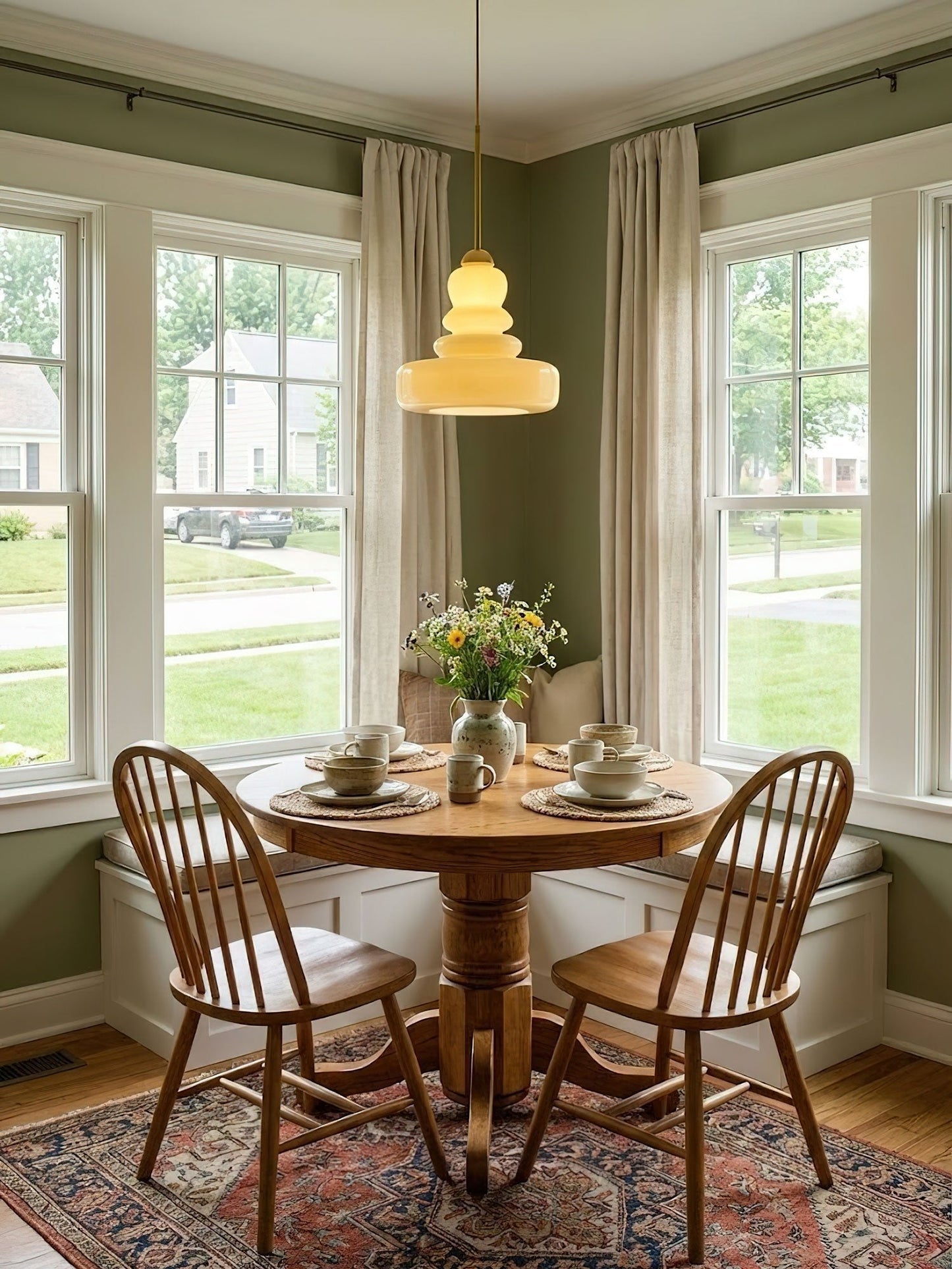 Glazen Hanglamp Industrieel Design Amber & Beige Schoolhouse E26/E27 Fitting Ø30cm voor Woonkamer Keuken Eetkamer