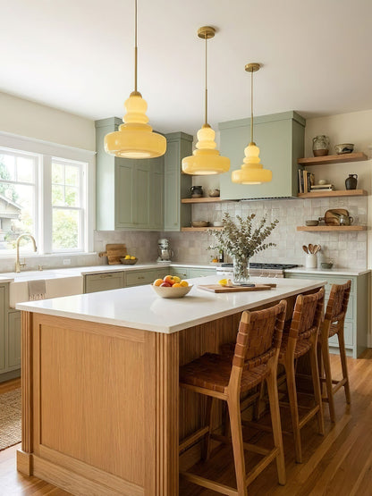 Glazen Hanglamp Industrieel Design Amber & Beige Schoolhouse E26/E27 Fitting Ø30cm voor Woonkamer Keuken Eetkamer