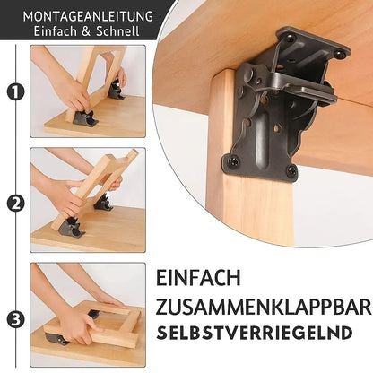 Klapbeugel Staal 2mm 66x54x63mm 225kg Auto-Lock Klaptafel Werkbank Balkon Keuken Wandbeugel Opklapbaar Ruimtebesparend 2 Stuks