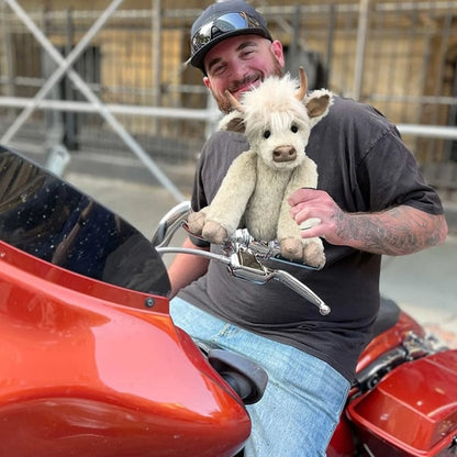 Handgemaakte Hooglandkoe Knuffel 25cm met Bloemen Decoratie Pluche Speelgoed voor Kinderen Babykamer