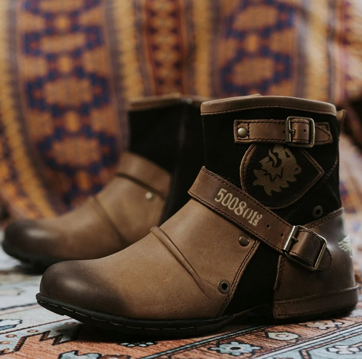 Leren Herenlaarzen Vintage Boots Bruin Stevig
