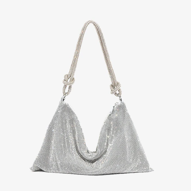 Luxe Schouder tas met Ketting Sluiting Glanzend Leer