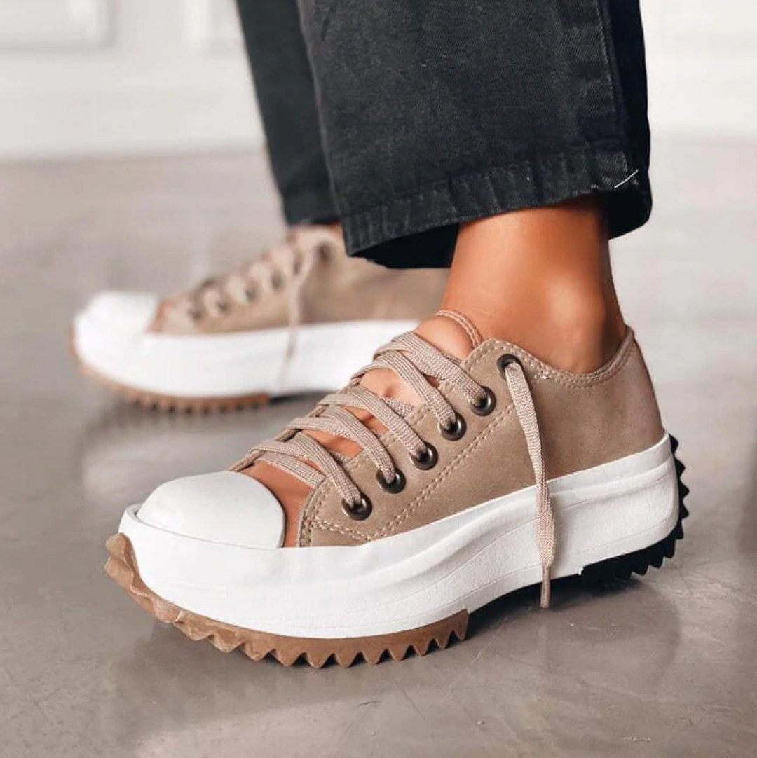 Dames Canvas Sneakers – Lage Platform Schoenen met Dikke Zool - StudioMarella