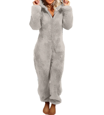 Dames Teddy Onesie Zacht met Beren Oortjes Comfortabele Pyjama