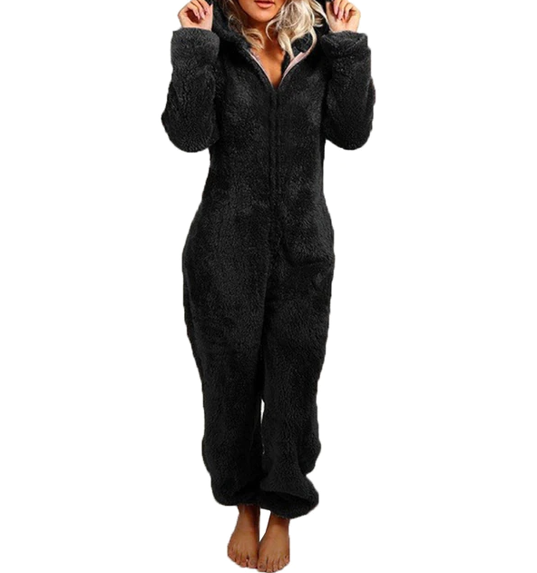 Dames Teddy Onesie Zacht met Beren Oortjes Comfortabele Pyjama