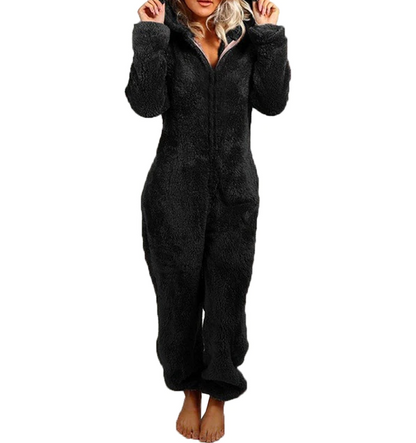 Dames Teddy Onesie Zacht met Beren Oortjes Comfortabele Pyjama