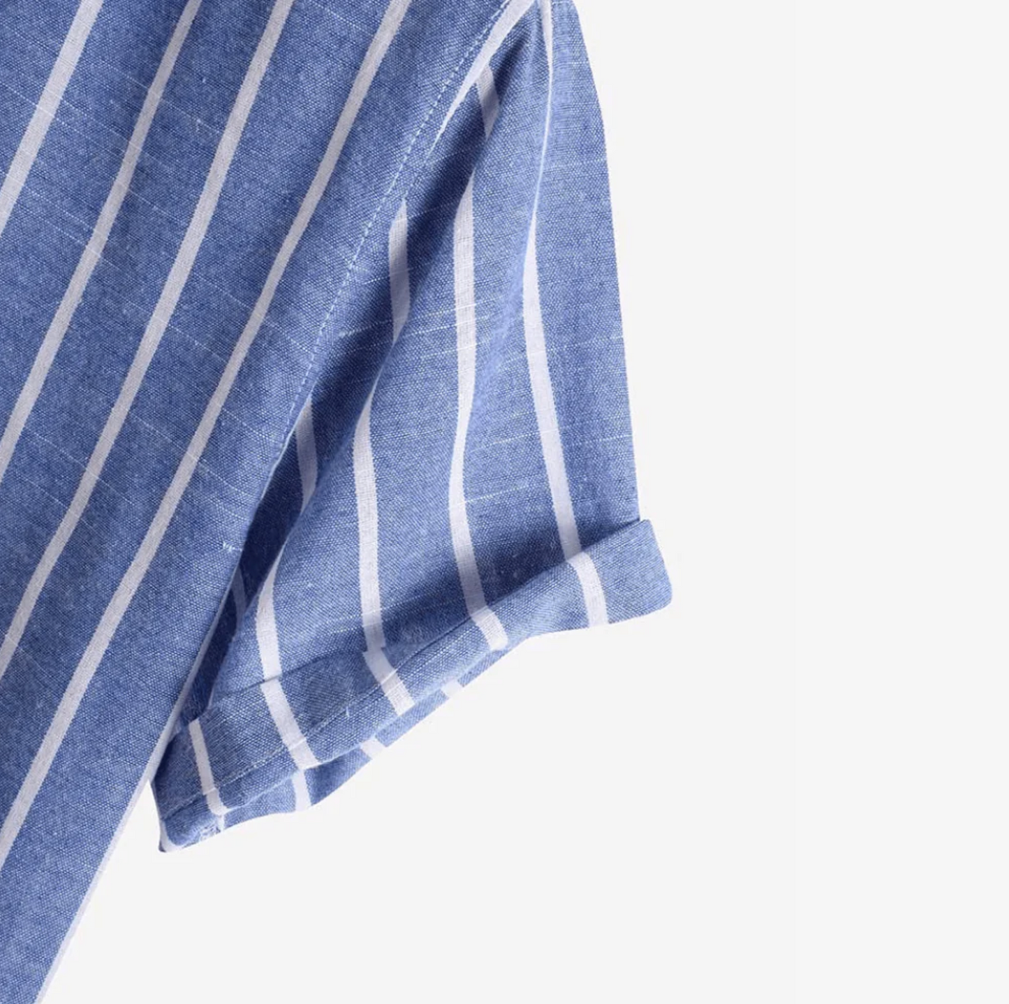 Heren Linnen Shirt Blauw Gestreept Zomer Henley → Heren Zomer Shirt Linnen Blauw Gestreept Henley