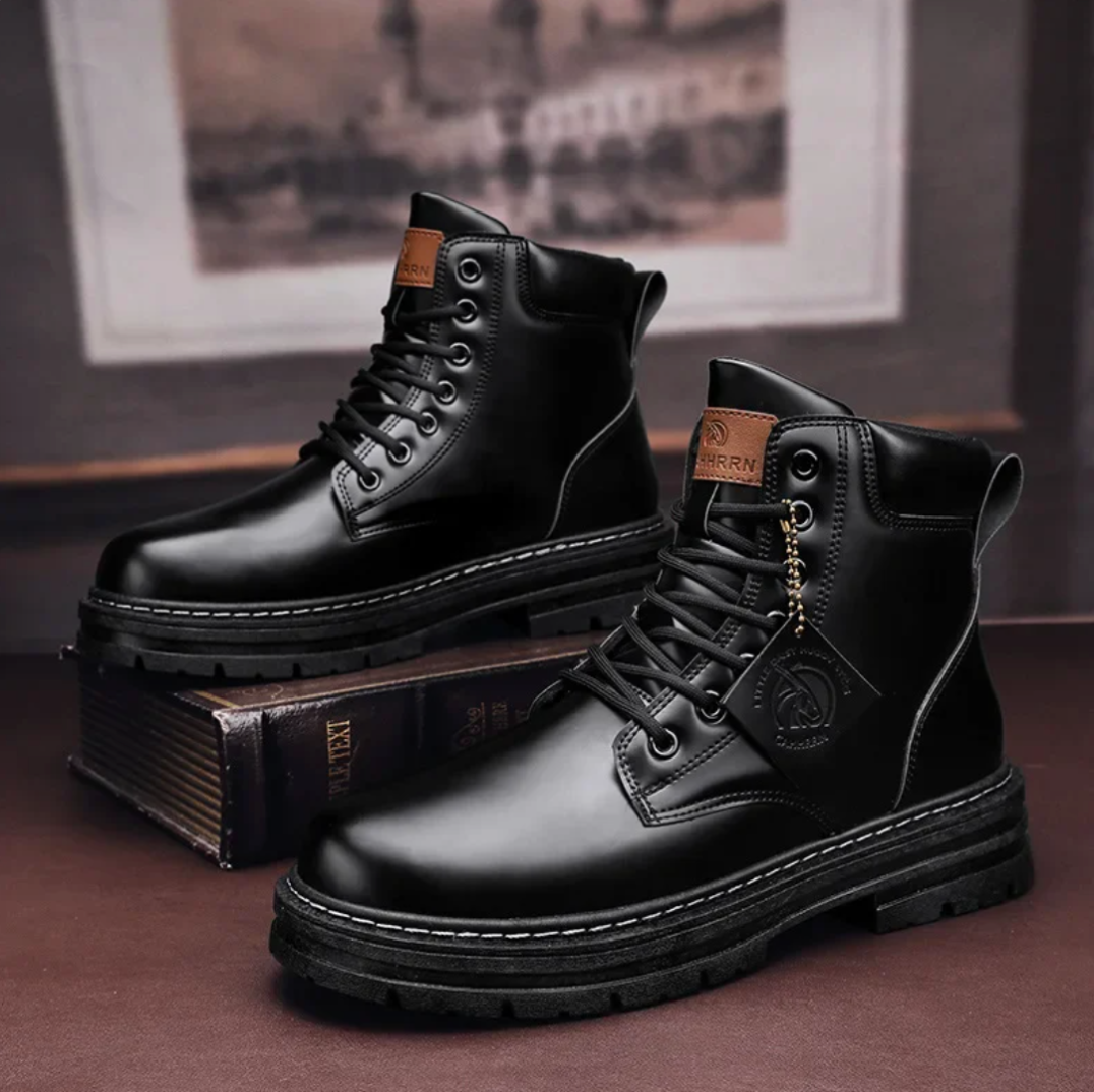 Heren Veterlaars met Orthopedische Steun Zwart Bruin Grijs | Leer Antislip Zool Comfortabel