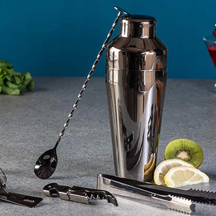 Cocktailset van roestvrij staal met luxe afwerking voor thuisbar en mixology