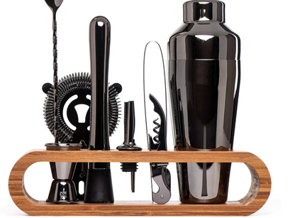Professionele Barset 10-delig Metallic Cocktailshaker met Accessoires voor Thuisbar en Mixology