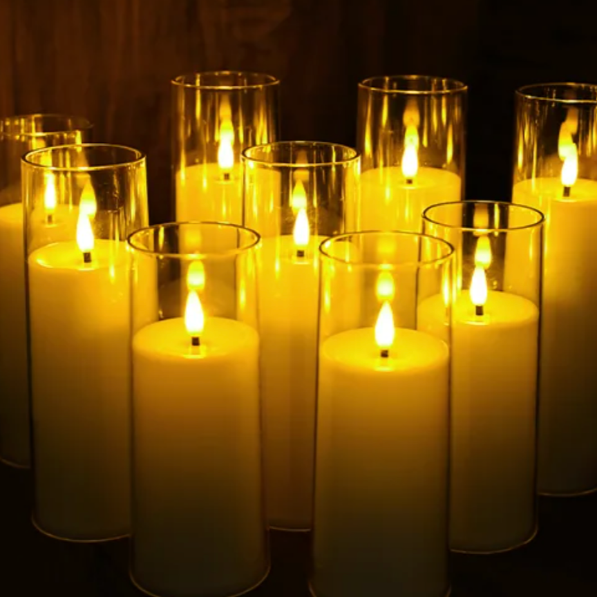 Vlamloze LED Kaarsenset 9 Stuks Acryl Flikkerlicht Sfeerverlichting Decoratie Timer Afstandsbediening