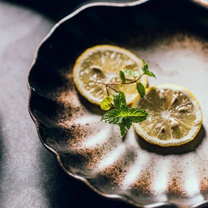 Keramische Schelpvormige Borden Wit Zwart Bruin Servies Coastal Dining