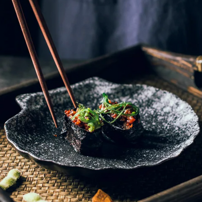 Keramische Schelpvormige Borden Wit Zwart Bruin Servies Coastal Dining