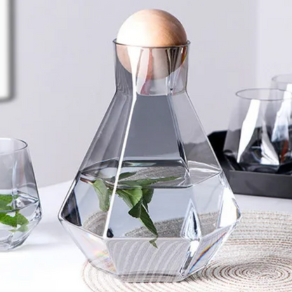 Diamantslijpsel Glazen Drinkwarenset 5-Delig met Karaf en 4 Glazen voor Water, Sap en Frisdrank