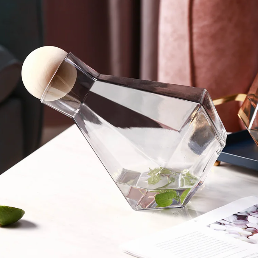 Diamantslijpsel Glazen Drinkwarenset 5-Delig met Karaf en 4 Glazen voor Water, Sap en Frisdrank