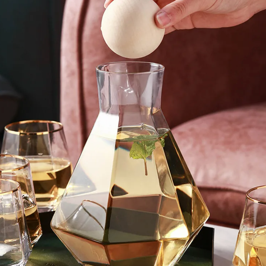 Diamantslijpsel Glazen Drinkwarenset 5-Delig met Karaf en 4 Glazen voor Water, Sap en Frisdrank